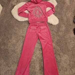 Authentic Vintage Black Label Pink Juicy Couture Velour Bling Tracksuit